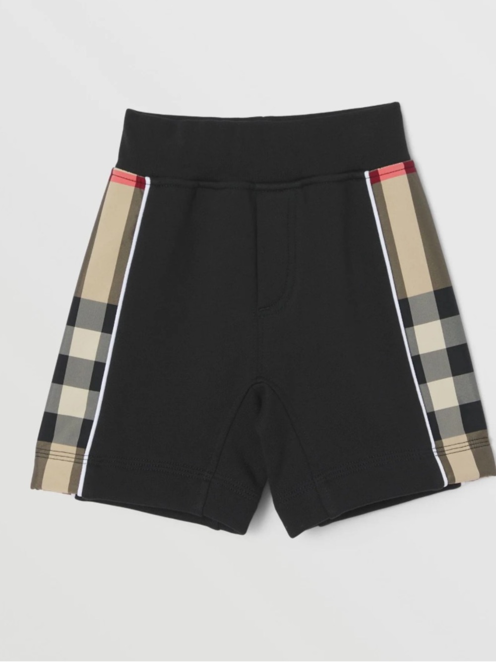 Burberry Baby Check Panel Cotton Shorts Black